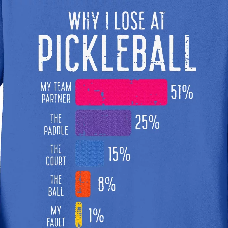 Why I Lose At Pickleball Kids Long Sleeve Shirt