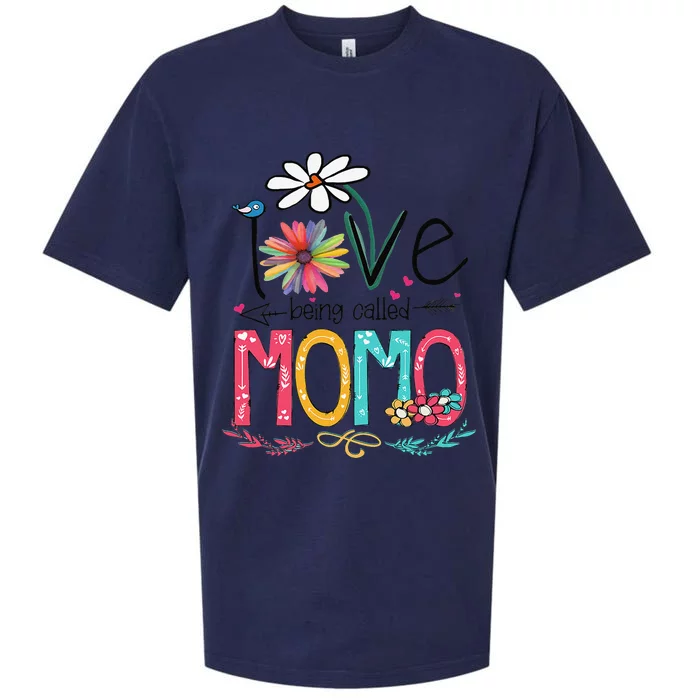 Womens I Love Being Called Momo Sunflower Mother's Day Sueded Cloud Jersey T-Shirt