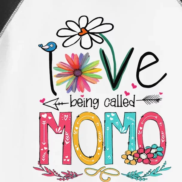 Womens I Love Being Called Momo Sunflower Mother's Day Toddler Fine Jersey T-Shirt