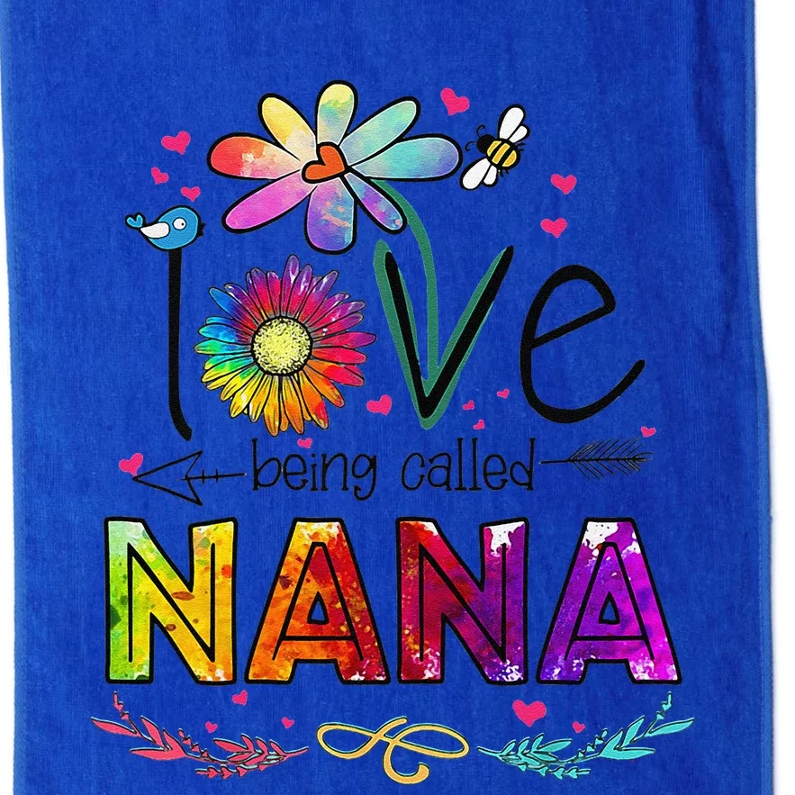 Womens I Love Being Called Nana Daisy Flower Cute Mother's Day Platinum Collection Golf Towel