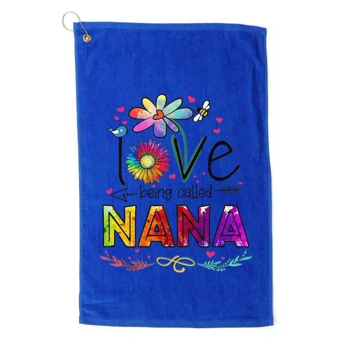 Womens I Love Being Called Nana Daisy Flower Cute Mother's Day Platinum Collection Golf Towel