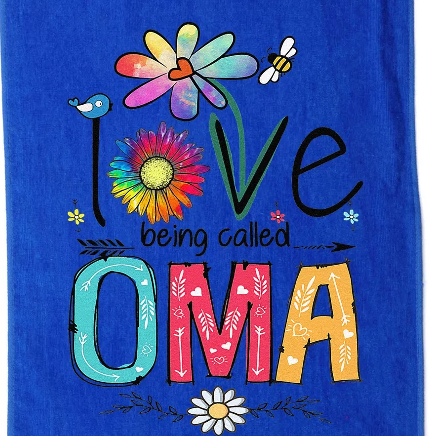 Womens I Love Being Called Oma Daisy Flower Cute Mother's Day Platinum Collection Golf Towel