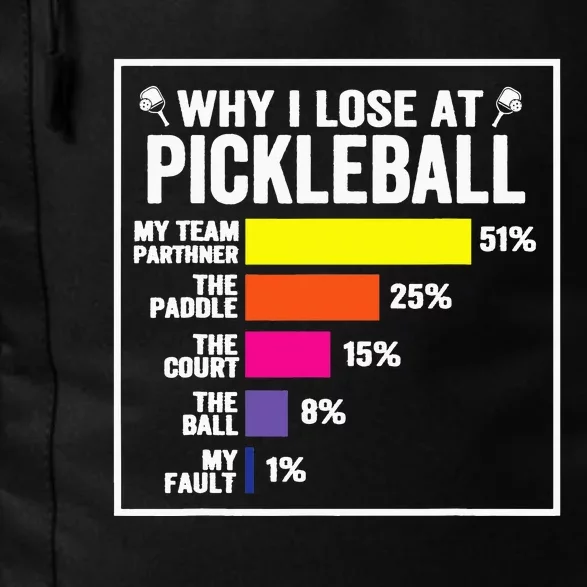 Why I Lose at Pickleball Humor Funny Pickleballers Daily Commute Backpack