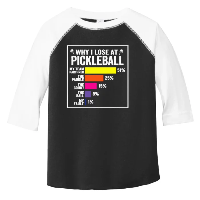 Why I Lose at Pickleball Humor Funny Pickleballers Toddler Fine Jersey T-Shirt