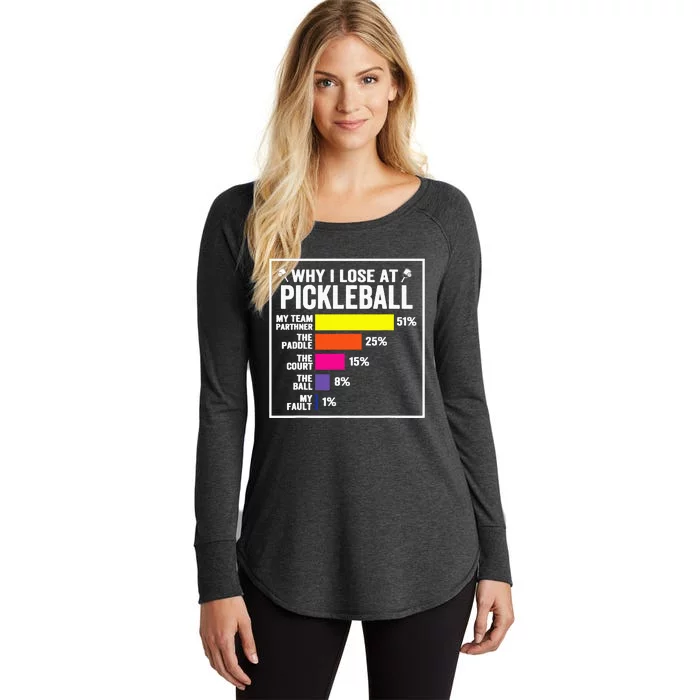 Why I Lose at Pickleball Humor Pickleballers Women's Perfect Tri Tunic Long Sleeve Shirt