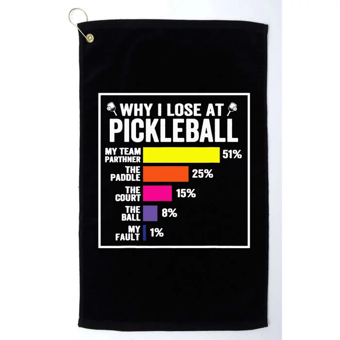 Why I Lose at Pickleball Humor Pickleballers Platinum Collection Golf Towel