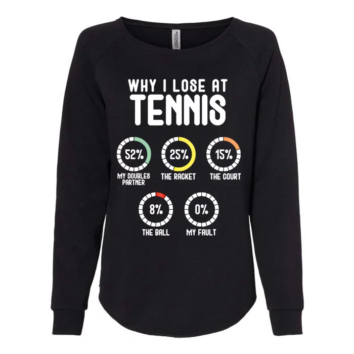 Why I Lose At Tennis Cute Percentage Tennis Player Funny Gift Womens California Wash Sweatshirt