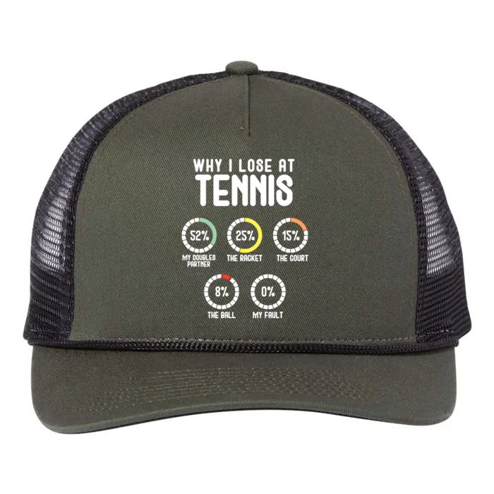 Why I Lose At Tennis Cute Percentage Tennis Player Funny Gift Retro Rope Trucker Hat Cap