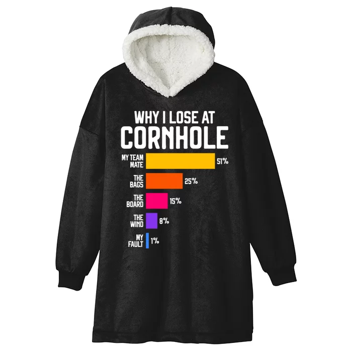 Why I Lose At Cornhole Humor Toss Like A Boss Hooded Wearable Blanket