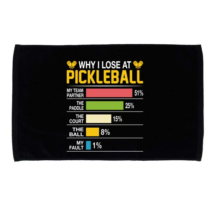 Why I Lose At Pickleball Funny Losing Game Sports Graphic Gift Microfiber Hand Towel