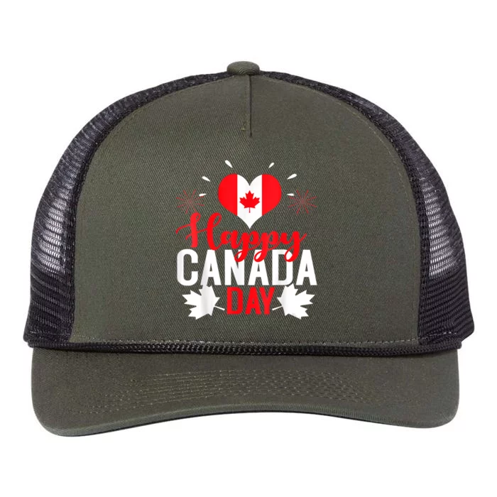 Wo I Love Canada Happy Canada Day Gift Retro Rope Trucker Hat Cap