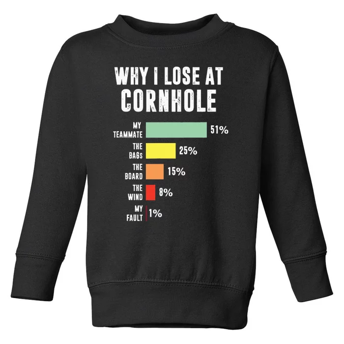 Why I Lose At Cornhole Funny Cornhole Player Toddler Sweatshirt