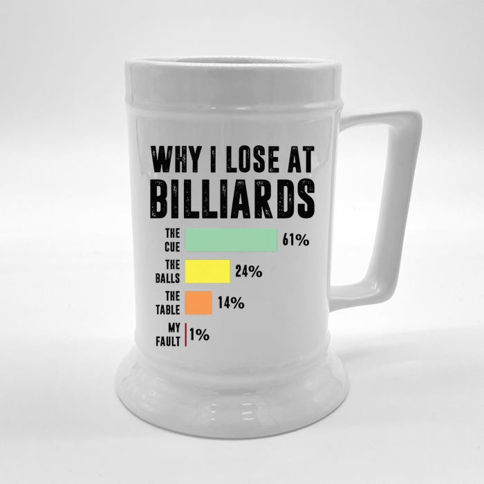 Why I Lose At Billiards Billiards Player Front & Back Beer Stein