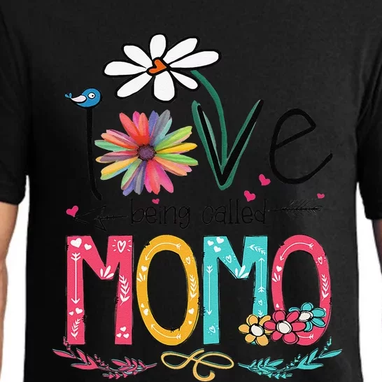 Womens I Love Being Called Momo Sunflower Mother's Day Pajama Set