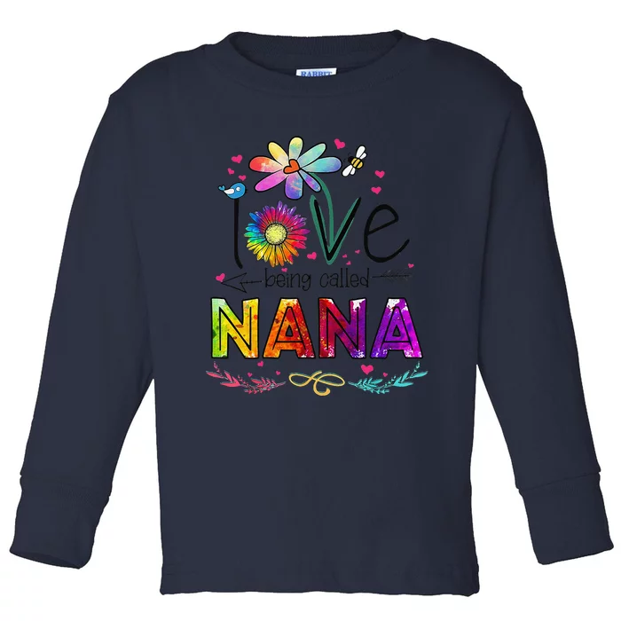 Womens I Love Being Called Nana Daisy Flower Cute Mother's Day Toddler Long Sleeve Shirt