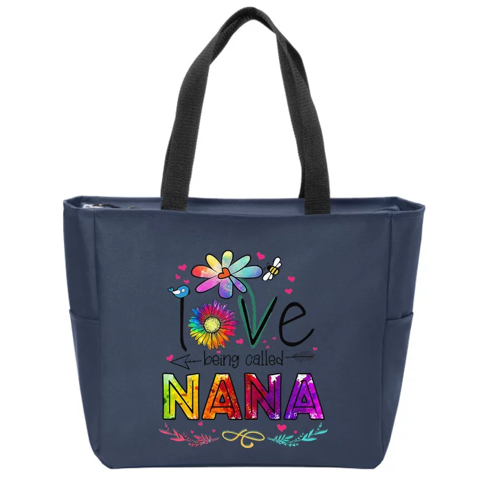 Womens I Love Being Called Nana Daisy Flower Cute Mother's Day Zip Tote Bag