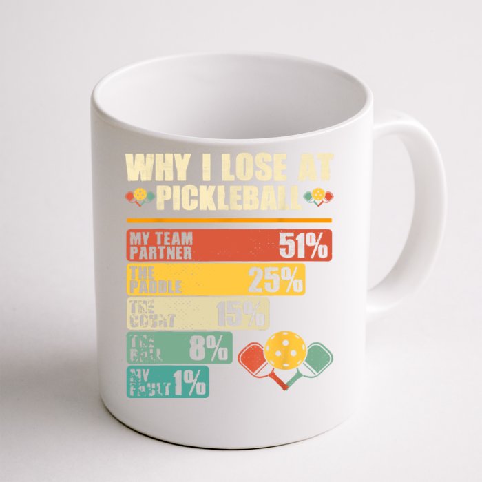 Why I Lose At Pickleball Vintage Pickleball Player Gift Ideas Front & Back Coffee Mug