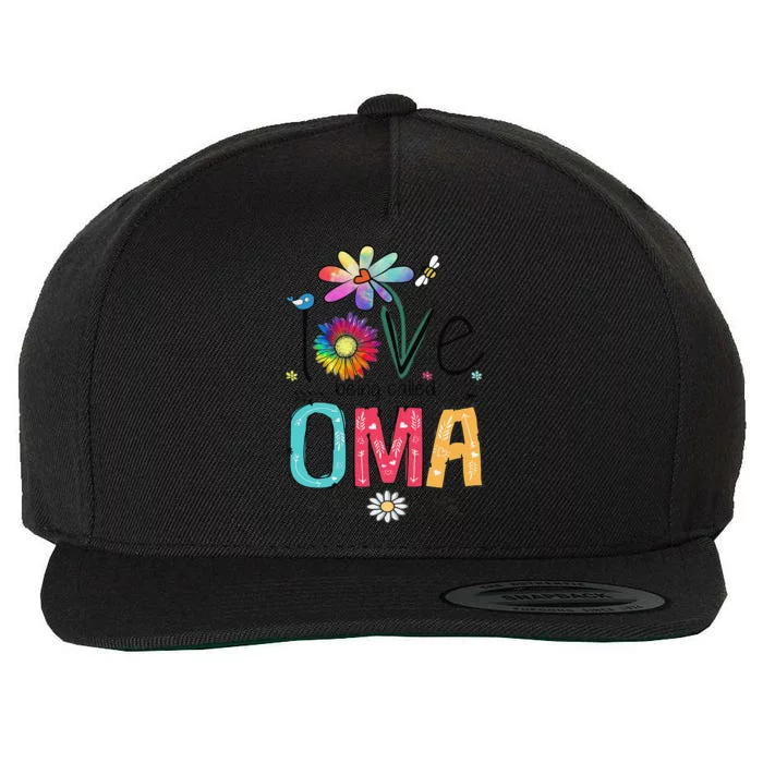 Womens I Love Being Called Oma Daisy Flower Cute Mother's Day Wool Snapback Cap