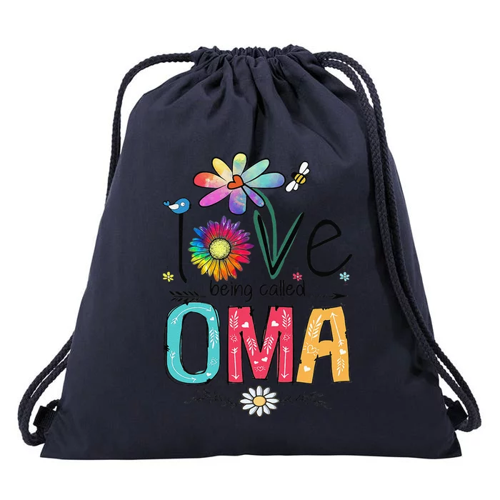 Womens I Love Being Called Oma Daisy Flower Cute Mother's Day Drawstring Bag