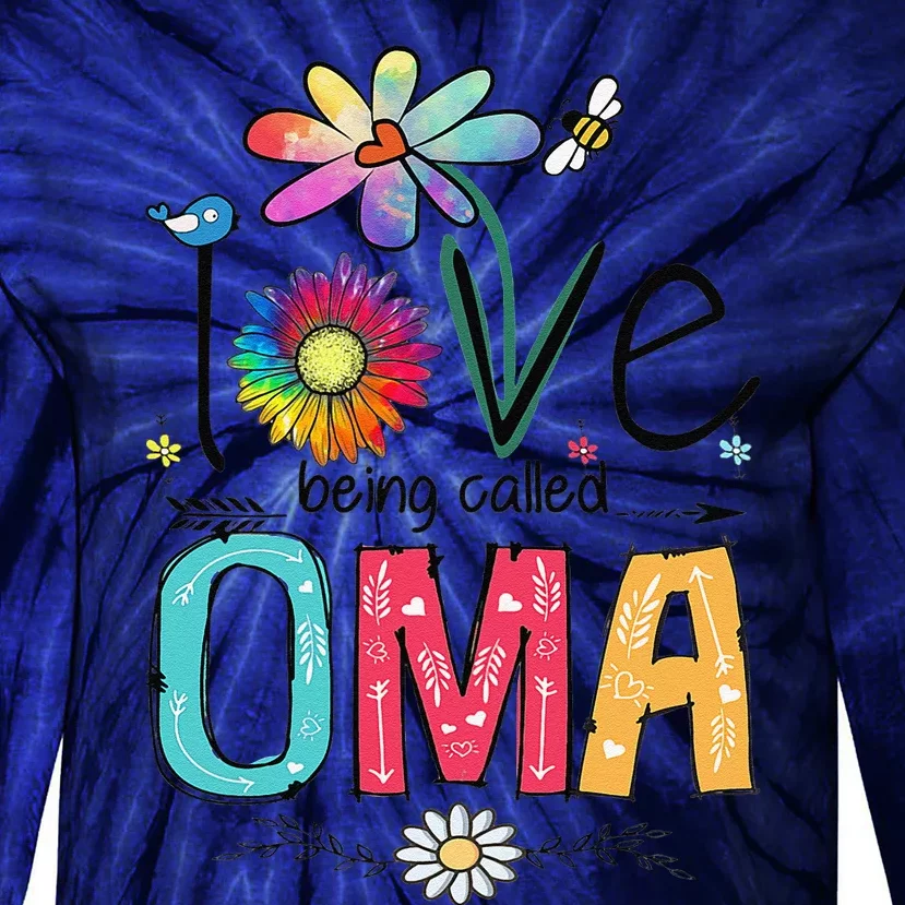 Womens I Love Being Called Oma Daisy Flower Cute Mother's Day Tie-Dye Long Sleeve Shirt