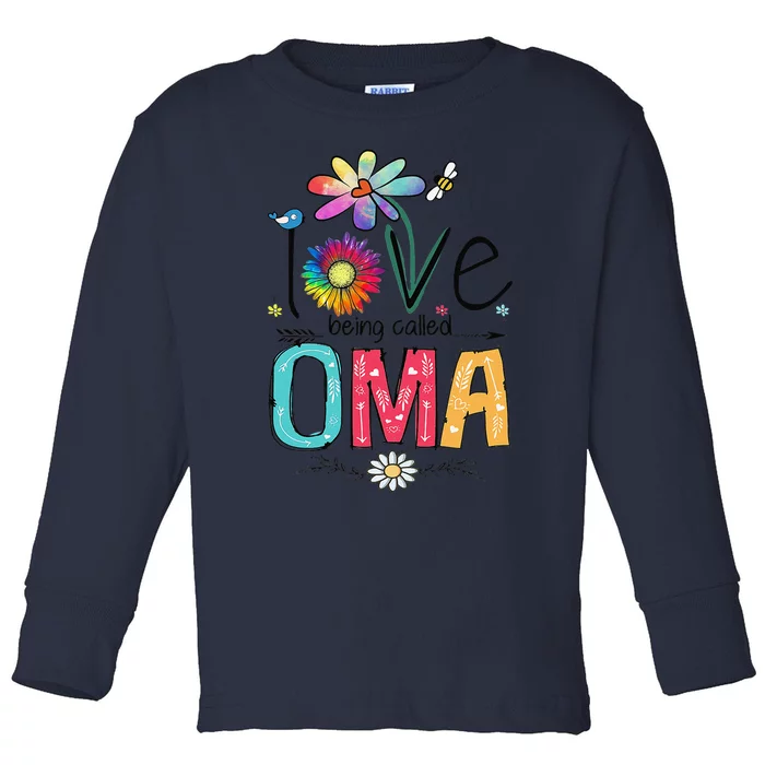 Womens I Love Being Called Oma Daisy Flower Cute Mother's Day Toddler Long Sleeve Shirt