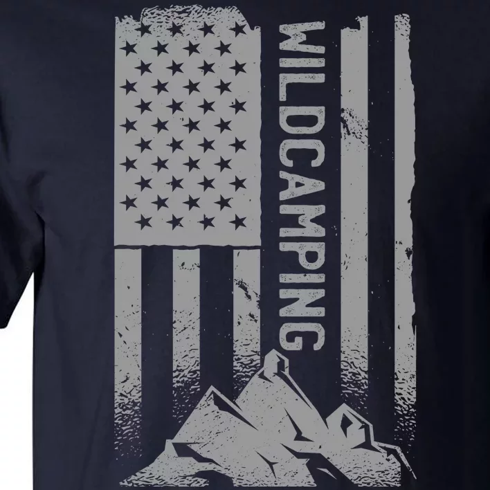 Wild Camping American Flag Mountain Tall T-Shirt