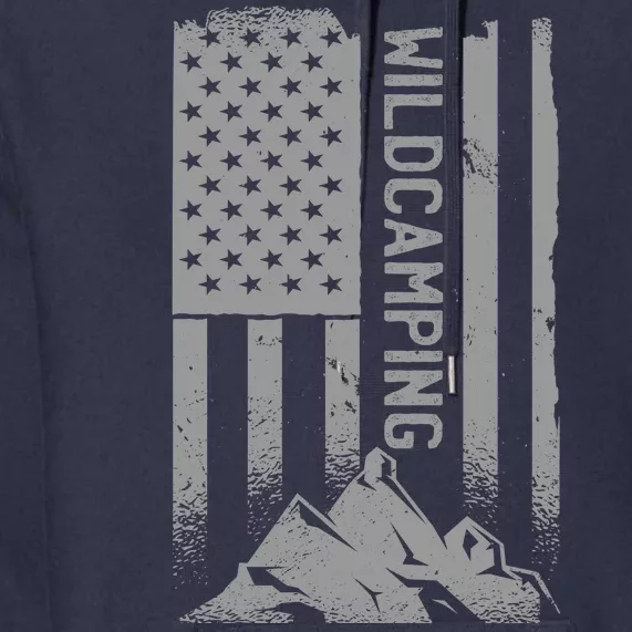 Wild Camping American Flag Mountain Premium Hoodie