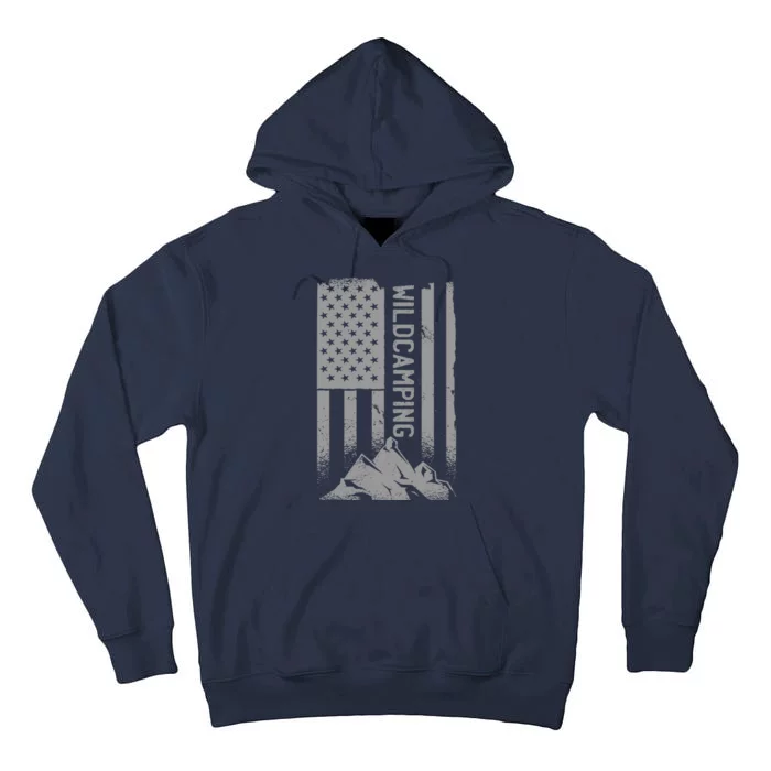 Wild Camping American Flag Mountain Tall Hoodie