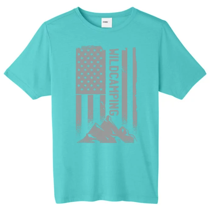 Wild Camping American Flag Mountain ChromaSoft Performance T-Shirt