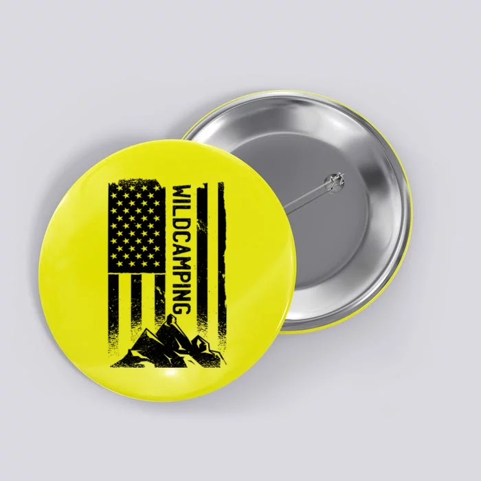 Wild Camping American Flag Mountain Button