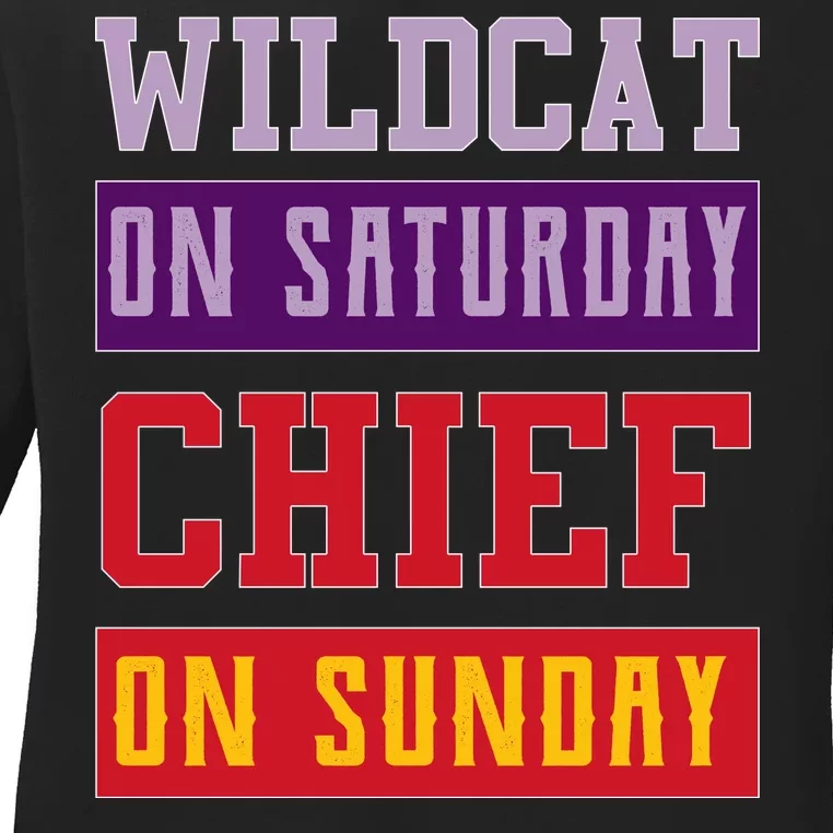 Wildcat On Saturday Chief On Sunday Ladies Long Sleeve Shirt