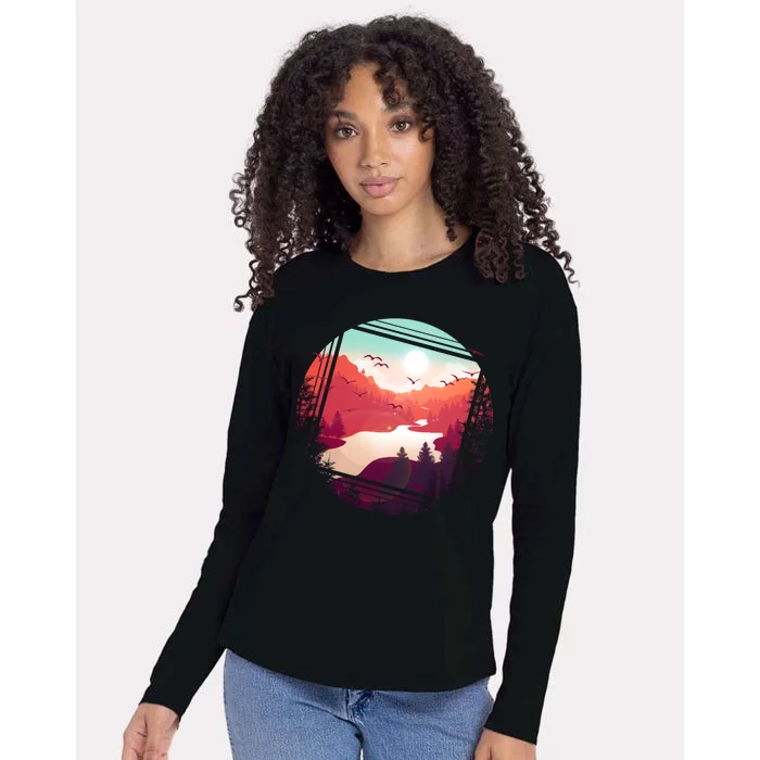 Wilderness Nature Scenery Womens Cotton Relaxed Long Sleeve T-Shirt