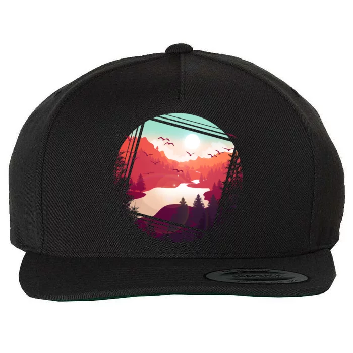 Wilderness Nature Scenery Wool Snapback Cap