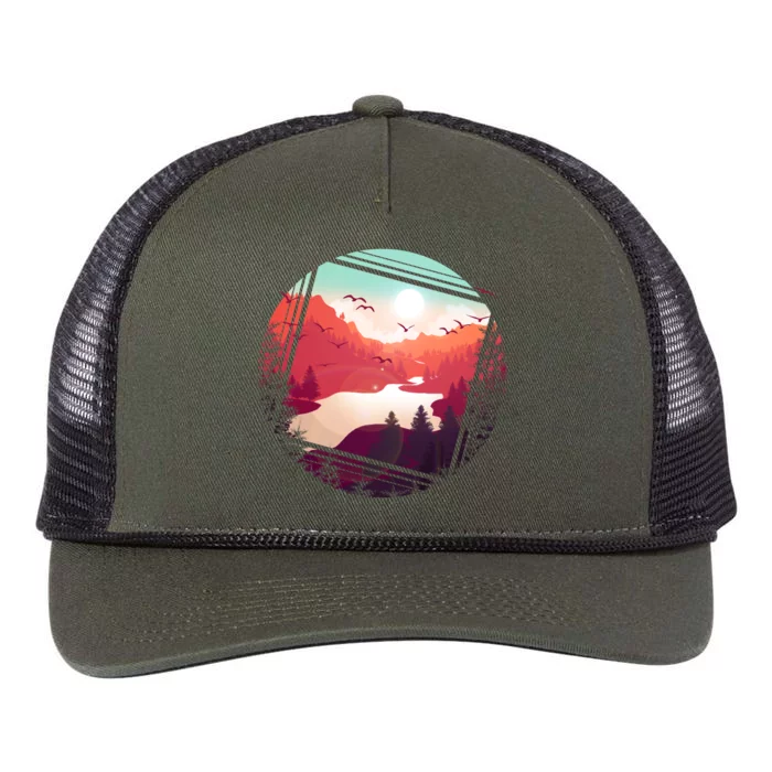 Wilderness Nature Scenery Retro Rope Trucker Hat Cap