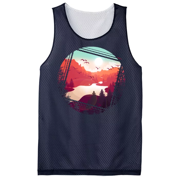 Wilderness Nature Scenery Mesh Reversible Basketball Jersey Tank