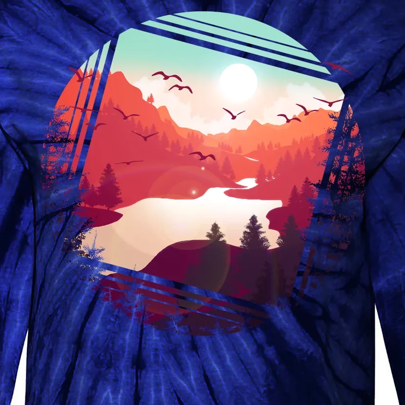 Wilderness Nature Scenery Tie-Dye Long Sleeve Shirt