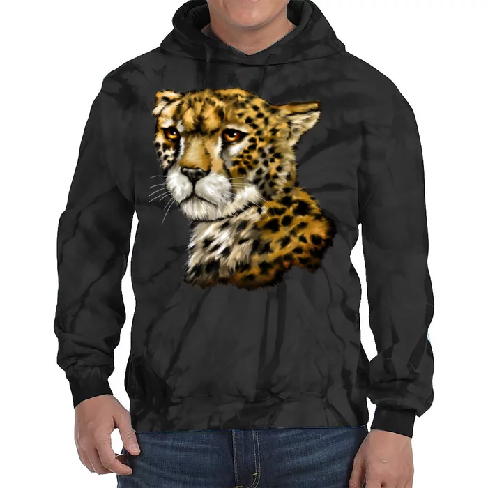 Wildlife - Big Face Cheetah Portrait Tie Dye Hoodie