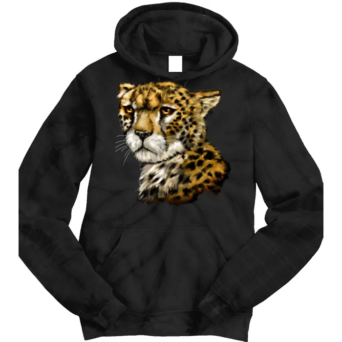 Wildlife - Big Face Cheetah Portrait Tie Dye Hoodie