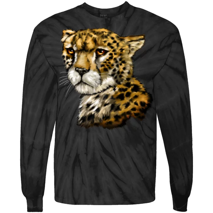 Wildlife - Big Face Cheetah Portrait Tie-Dye Long Sleeve Shirt