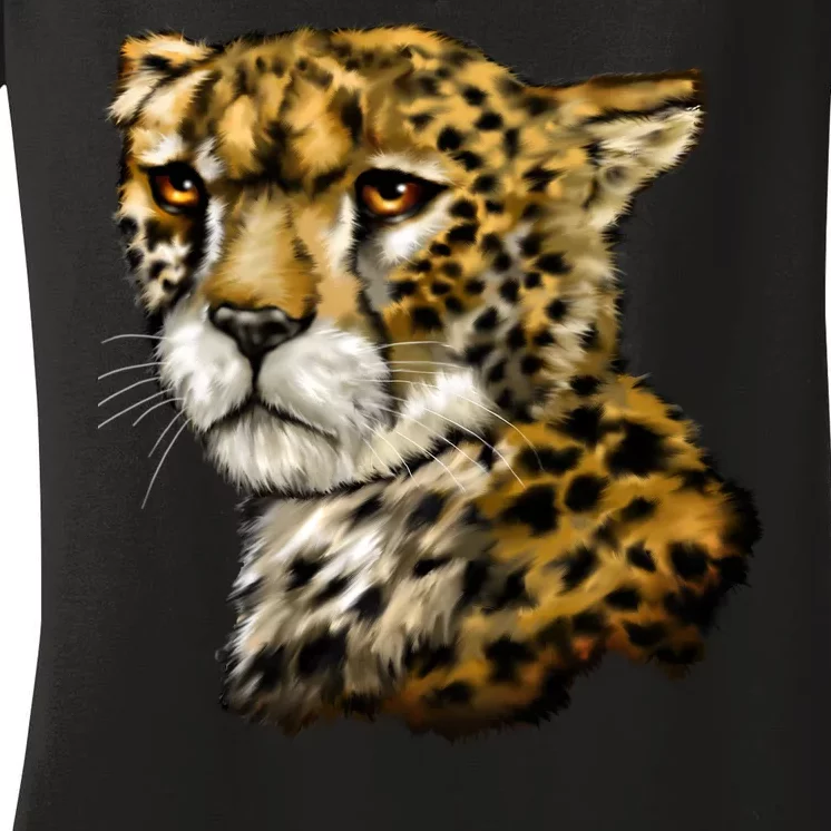 Wildlife - Big Face Cheetah Portrait Women's V-Neck T-Shirt