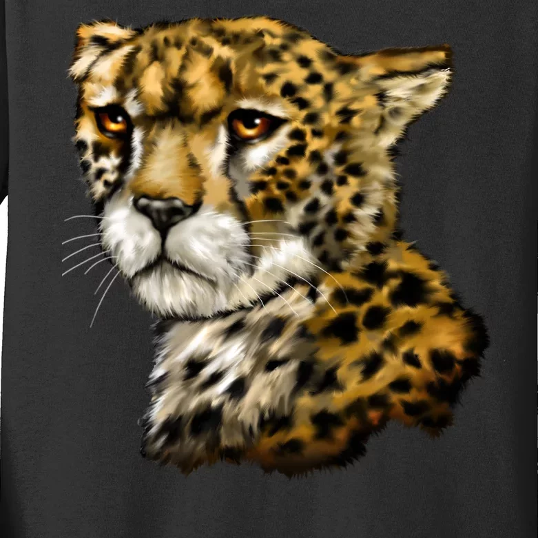 Wildlife - Big Face Cheetah Portrait Kids Long Sleeve Shirt