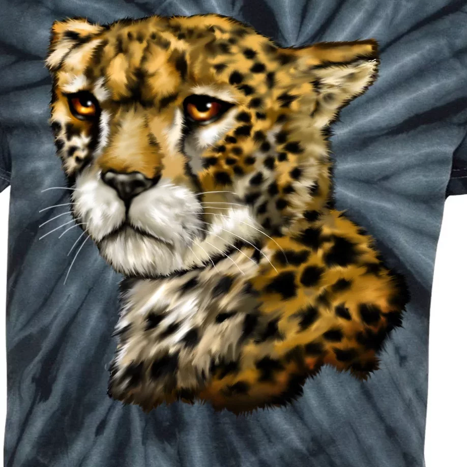 Wildlife - Big Face Cheetah Portrait Kids Tie-Dye T-Shirt