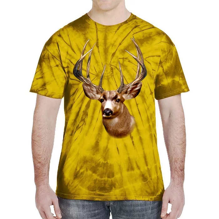 Wildlife - Big Face Deer Head Portrait Tie-Dye T-Shirt