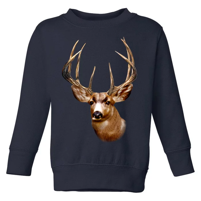 Wildlife - Big Face Deer Head Portrait Toddler Sweatshirt