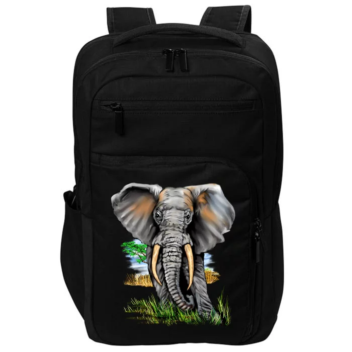 Wildlife - Big Face Elephant Portrait Impact Tech Backpack