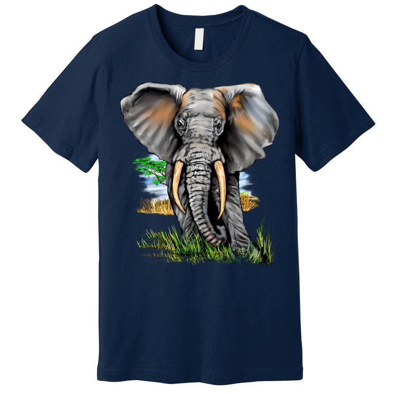 Wildlife - Big Face Elephant Portrait Premium T-Shirt