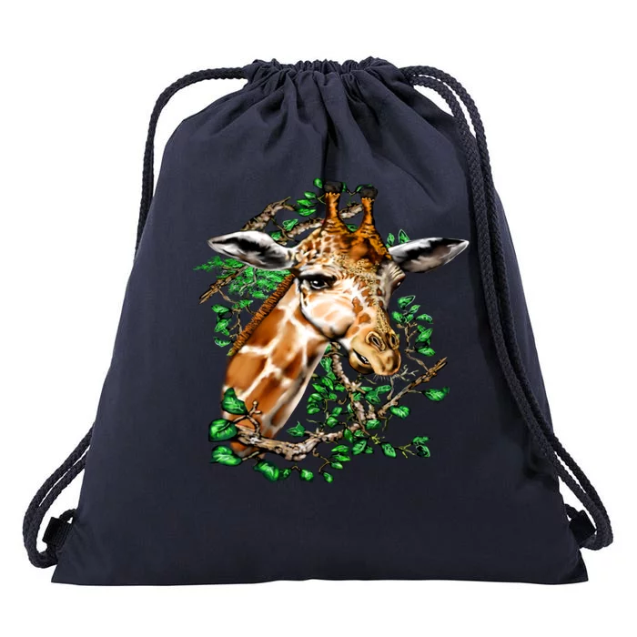 Wildlife - Big Face Giraffe Portrait Drawstring Bag