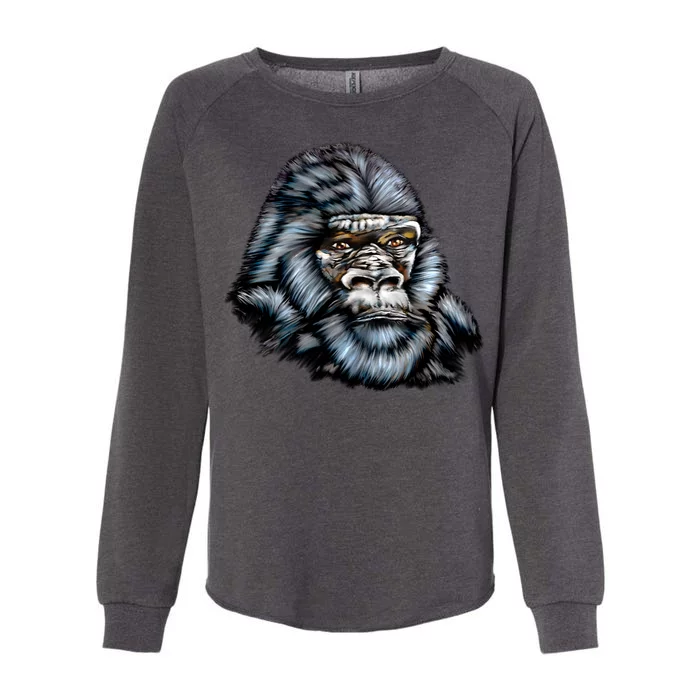 Wildlife - Big Face Gorilla Portrait Womens California Wash Sweatshirt