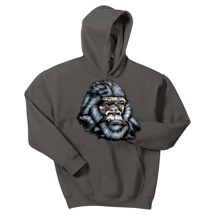 Wildlife - Big Face Gorilla Portrait Kids Hoodie