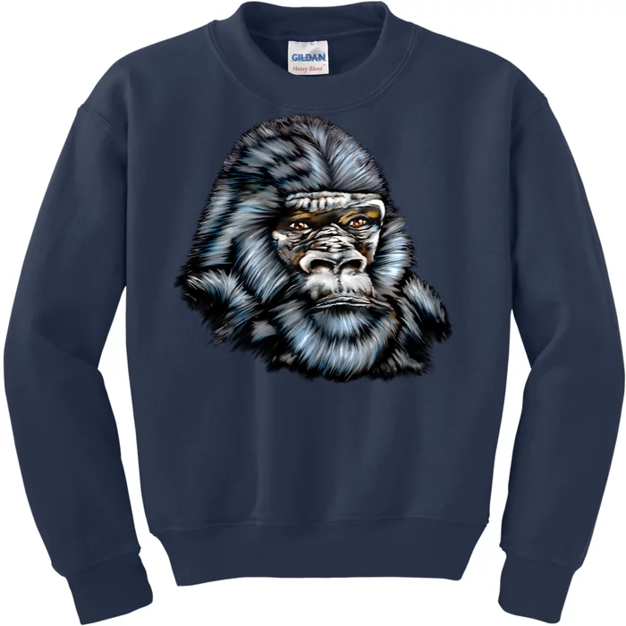 Wildlife - Big Face Gorilla Portrait Kids Sweatshirt